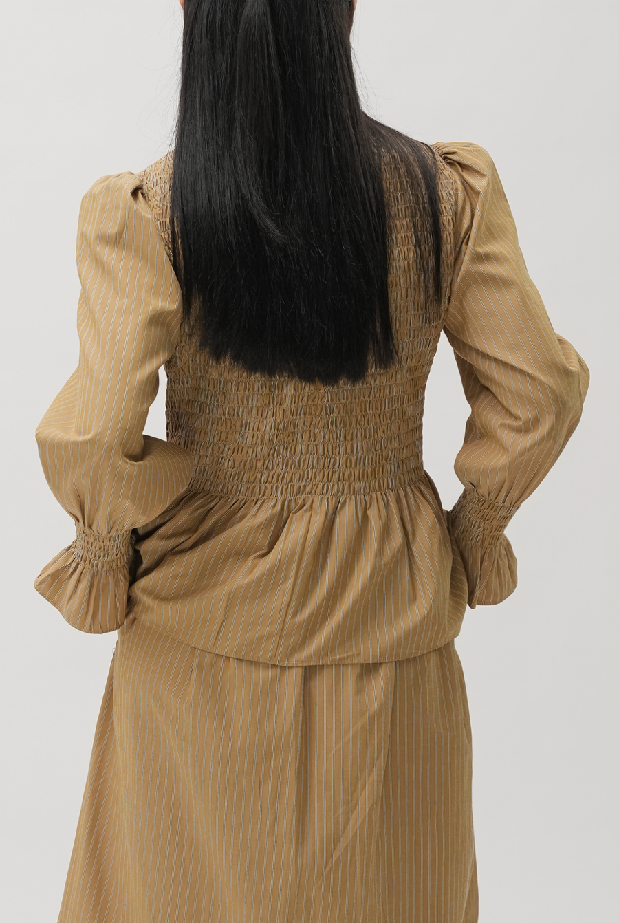 Glow Up Blouse in Brown Stripe