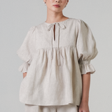 Holiday Linen Blouse in Dune