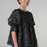 Holiday Ramie Blouse in Charcoal