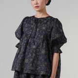 Holiday Ramie Blouse in Charcoal