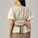 Ina Linen Gingham Apron in Basil