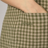 Ina Linen Gingham Apron in Basil