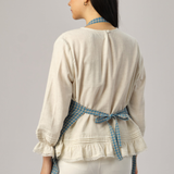 Ina Linen Gingham Apron in Soda