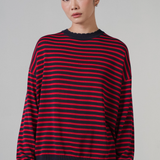 Jules Fine-Knit Jumper in Navy Stripe