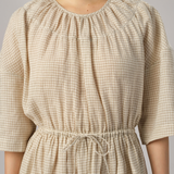 Market Linen Gingham Dress in Ecru