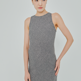 Midtown Linen Bias Dress in Black Gingham