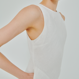 Midtown Linen Bias Dress in White