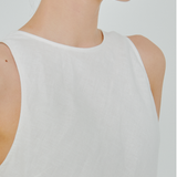 Midtown Linen Bias Dress in White