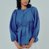Big Day Linen Blouse in Cerulean
