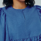 Big Day Linen Blouse in Cerulean
