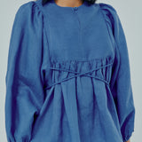 Big Day Linen Blouse in Cerulean