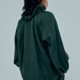 Studio Ruffle Ramie Blouse in Emerald