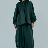 Studio Ruffle Ramie Blouse in Emerald