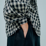 Studio Ruffle Blouse in Black Gingham