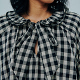 Studio Ruffle Blouse in Black Gingham