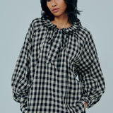 Studio Ruffle Blouse in Black Gingham