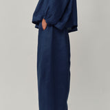 Sculptor Linen Pants in Navy Blue