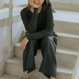 Iris Cable-Knit Cardigan in Emerald