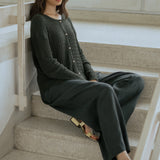 Iris Cable-Knit Cardigan in Emerald