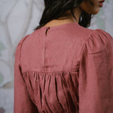 Sweetheart Linen Blouse in Mauve Pink