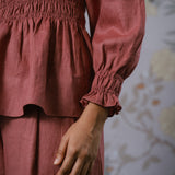 Sweetheart Linen Blouse in Mauve Pink