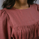 Sweetheart Linen Blouse in Mauve Pink