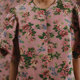 Heritage Brocade Bubble Blouse in Hibiscus