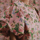 Heritage Brocade Bubble Blouse in Hibiscus