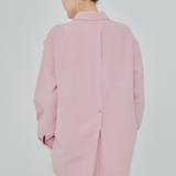 Statement Button-Back Linen Shirt in Powder Pink