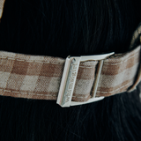 Studio Linen Cap in Brown Gingham