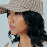 Studio Linen Cap in Brown Gingham