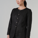 The Midcentury Linen Waistcoat in Ebony