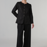 The Midcentury Linen Waistcoat in Ebony