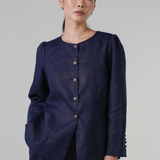 The Midcentury Linen Waistcoat in Midnight