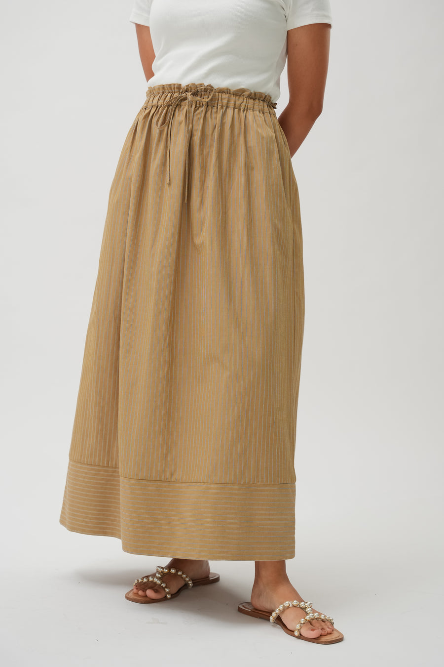 Good Time Skirt in Brown Stripe