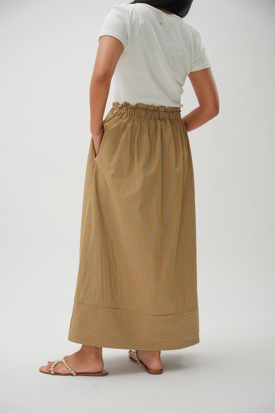Good Time Skirt in Brown Stripe