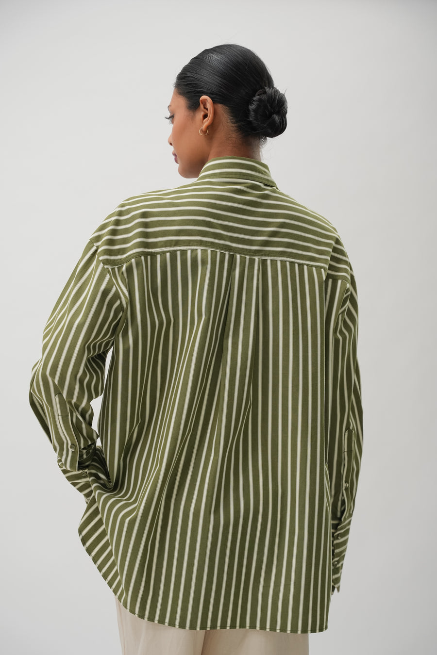Favourite Oversized Shirt in Olive Stripe