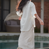 Saturday Short Sleeve Linen Shirt in White