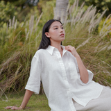 Saturday Short Sleeve Linen Shirt in White