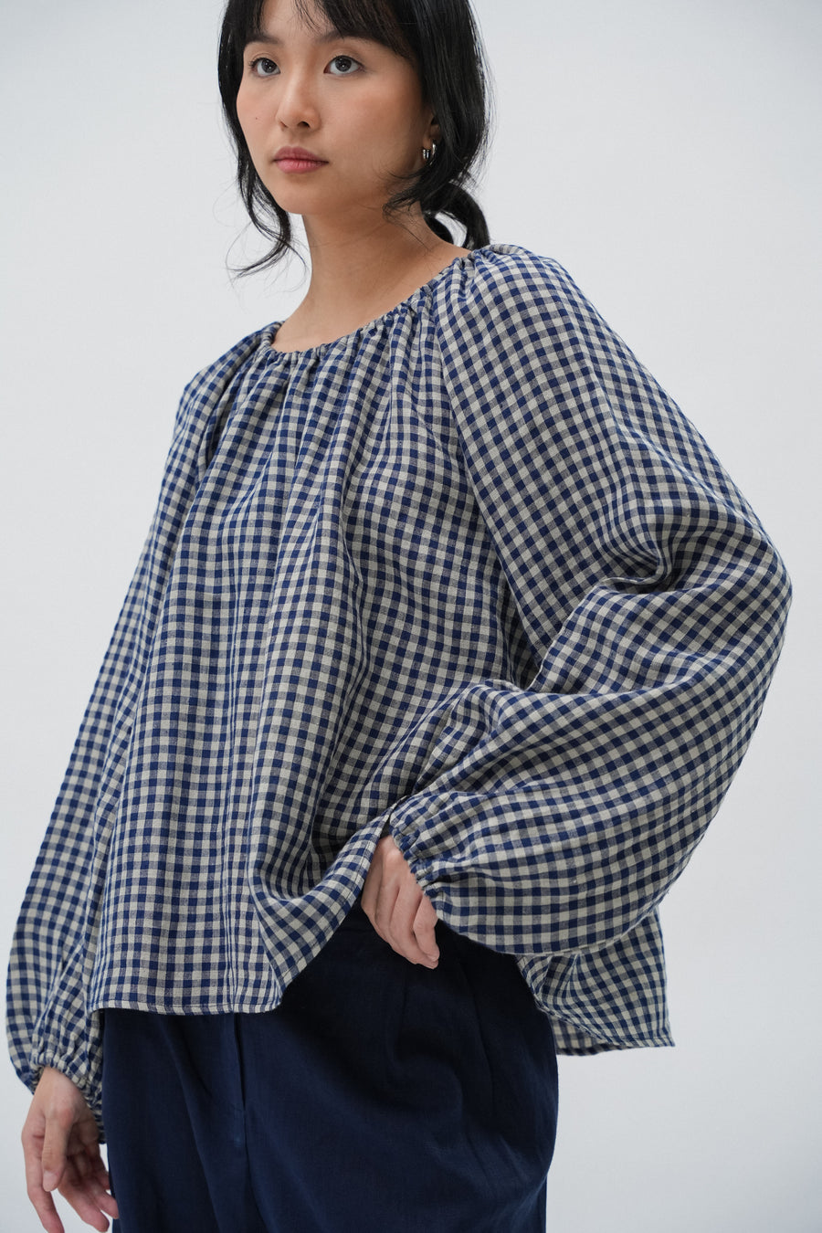 Cloud Blouse in Blue Gingham