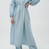 Daydream Linen Dress in Coral Blue