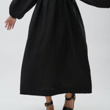 Daydream Linen Dress in Black