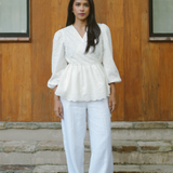 Willow Broderie Wrap Blouse in White