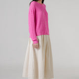 Iris Cable-Knit Cardigan in Fuchsia