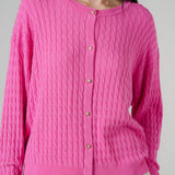 Iris Cable-Knit Cardigan in Fuchsia