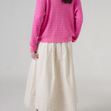 Iris Cable-Knit Cardigan in Fuchsia