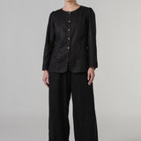 The Midcentury Linen Waistcoat in Ebony