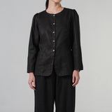 The Midcentury Linen Waistcoat in Ebony