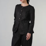 The Midcentury Linen Waistcoat in Ebony