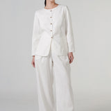 The Midcentury Linen Waistcoat in Ivory